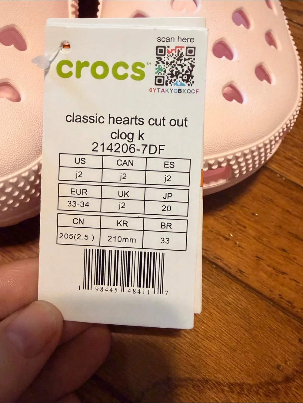 CROCS Kids Pink Heart Clogs with Strap